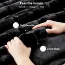 DREAMNINE Premium Soft Fluffy Faux Rabbit Fur Throw Blanket for Couch 50" x 60", Decorative 3D Plaid Warm Thick Fuzzy Fur Blankets for Winter, Reversible Luxury Shaggy Cozy Plush Furry Blanket, Black
