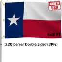Double Sided Texas Republic Sates Flag 5x8 FT Outdoor- UV Fade Resistant 3Ply TX Flags Canvas Header with 3 Brass Grommets Easy to Rising