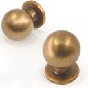 10 Pack Antique Brass Kitchen Cabinet Knobs 1 Inch(25mm) Cabinet Pulls Drawer Knobs Cabinet Hardware Zinc Knobs for Drawers (Single Hole Knob)