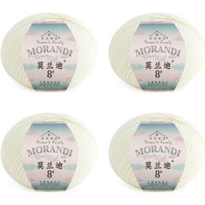 2 x Susans Family Molandi #8 100% Merino Wool Yarn, 3-Ply Luxurious and Soft Yarn for Hand Knitting & Crocheting, 7.05 oz, 328 Yards, Ideal for Scarves, Hats & Blankets (39#Whisper White)