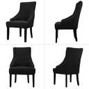 Lellen Velvet Stretch Wingback Chair Cover Slipcover - Reusable Protector Cover for Dining Room Banquet Home Decor etc Machine Washable Hand Washable (01 T-Shaped Twill Black, 4PC)