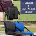 Everlasting Comfort Stadium Seats with Back Support - Adjustable Memory Foam Bleacher Chairs with Back and Cushion, Portable, Easy Folding Stadium Seat Cushion with Storage Pocket, Blue