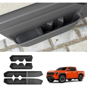 Door Side Storage Tray Compatible with 2024 2025 2026 Toyota Tacoma TPE Side Door Storage Box Slot Pockets 4PCS TPE Front & Rear Door Organizer for Tacoma Accessories (Door Side Storage Tray)