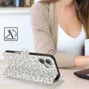 for iPhone 16 Plus Wallet Case for Women,Zipper Pocket,PU Leather Phone Case Stand flip Cover Crossbody Lanyard Strap Zipper Credit Card Holder Slots for Apple 16 Plus,White Leopard