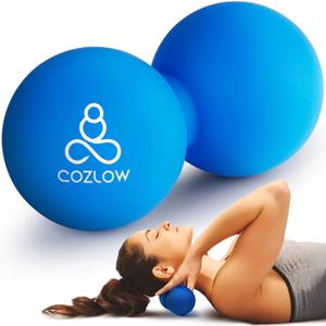 COZLOW Double Lacrosse Silicone Massage Ball - Cobalt Blue - Peanut Trigger Point Roller for Mobility, Deep Tissue Therapy, Myofascial Release - Acupressure Tool for Muscle Pain Relief