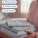 Twin Size 3 Piece Sheet Set - Comfy Breathable & Cooling Sheets - Hotel Luxury Bed Sheets for Women & Men - Deep Pockets, Easy-Fit, Soft and Wrinkle Free Sheets - Grey Stripes Oeko-Tex Bed Sheet Set