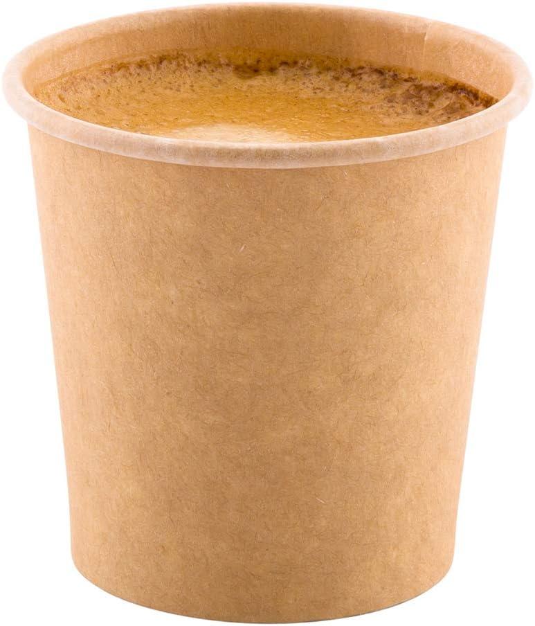 Restaurantware RW Base 4 Ounce Eco-Friendly Drink Cups 50 Unbleached Paper Cups - Single Wall No Artificial Dyes Brown Paper Recyclable Coffee Cups Leakproof Matching Lids Sold Separately