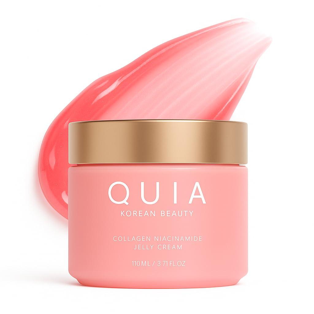 QUIA Collagen Jelly Cream Lightweight Gel Moisturizer for Glowing, Plump Skin With Niacinamide and Peptides Korean Skincare for Daily Hydration