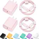 iPhone Charger Fast Charging,[MFi Certified] 2Pack 20W Type C Fast Charger Block with [10FT&6FT] USB C to Lightning Cable Compatible for iPhone 14/13/12/11 Pro Max/Xs Max/XR/X,iPad (Pink)