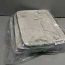 Bidtakay Basket Storage Bins with Handles Fabric Large Storage Baskets for Organizing Set of 3 Collapsible Rectangular Basket for Shelves Closet Organizer 15 X 11 X 9.5 Inches(White&Teal Blue)