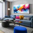 Alsingbago Colorful Abstract Canvas Wall Art for Living Room Bedroom Home Office Modern Wall Decor Blue Orange Pink Gray Abstract Picture Ready to Hang Size 30x60