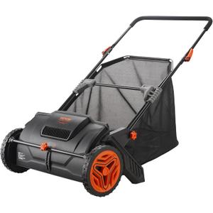 VEVOR Push Lawn Sweeper, 21inch Leaf & Grass Collector, Heavy Duty Thickened Steel Durable to Use with Large Capacity 3.5 cu. ft. Mesh Collection Hopper Bag, 2 Spinning Brushes
