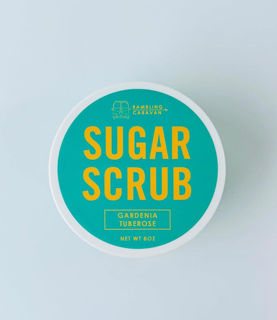 Sugar Scrub, Gardenia Tuberose, 8oz, Rambling Caravan, Gardenia Tuberose