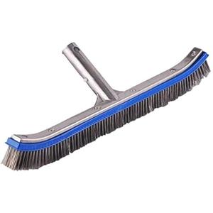 Swimming Pool Brush for Cleaning Pool Walls,Tiles & Floors,Heavy Duty 18" Aluminum Stainless Steel Wire Bristle Pool Scrub Brush for Curved Cleaning Brushes with EZ Clips