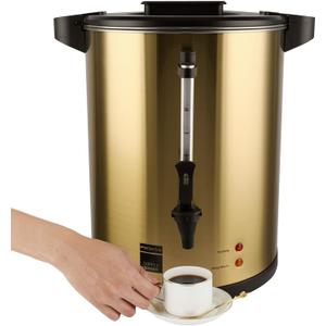Commercial Coffee Urn, 100-Cup 16L Double Wall Stainless Steel Large Percolate Coffee Maker Electric Hot Water Urn Dispenser for Parties Office Catering Events