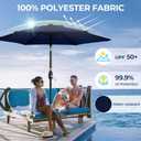 FansaFurn Patio Umbrella Striped Outdoor Table Market Umbrella with Push Button Tilt and Crank Sturdy Aluminum Ribs for Deck, Lawn, Pool& Backyard