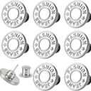 [Upgraded] 7 Sets Jean Buttons pins No Sew Instant 17mm Replacement Button Adjustable Pants Buttons Kit (Silver, copper 8 PCS)