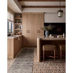 Loloi Amber Lewis Josie Collection JOS-05 Dove/Gold 2'-6" x 12'-0", .13" Pile Height, Low Profile, Machine Washable, Runner Rug