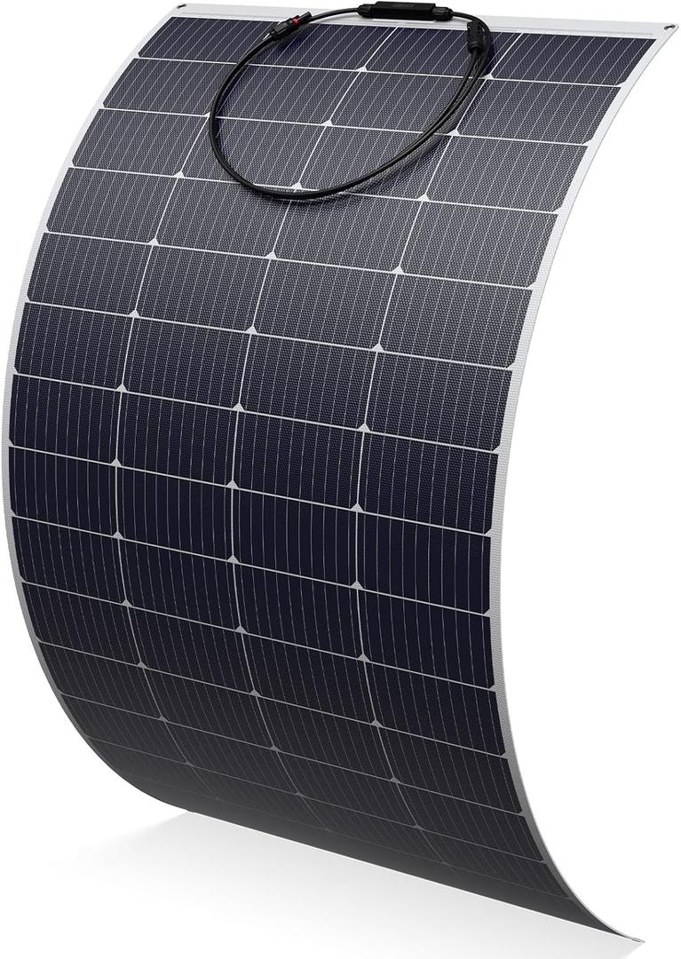 Solarapex 200watt Flexible Solar Panel -Lightweight Mono Solar with ETFE Coating, IP68 Waterproof, Fiberglass Protection for 12V Battery Charging in RV, Boat, Marine, Camping & Off-Grid(200W)