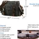[Upgraded] Vintage Canvas Messenger Bag 13 15.6 17 inches Large Book Laptop Shoulder Bag Women Men New (Black, X-Large)