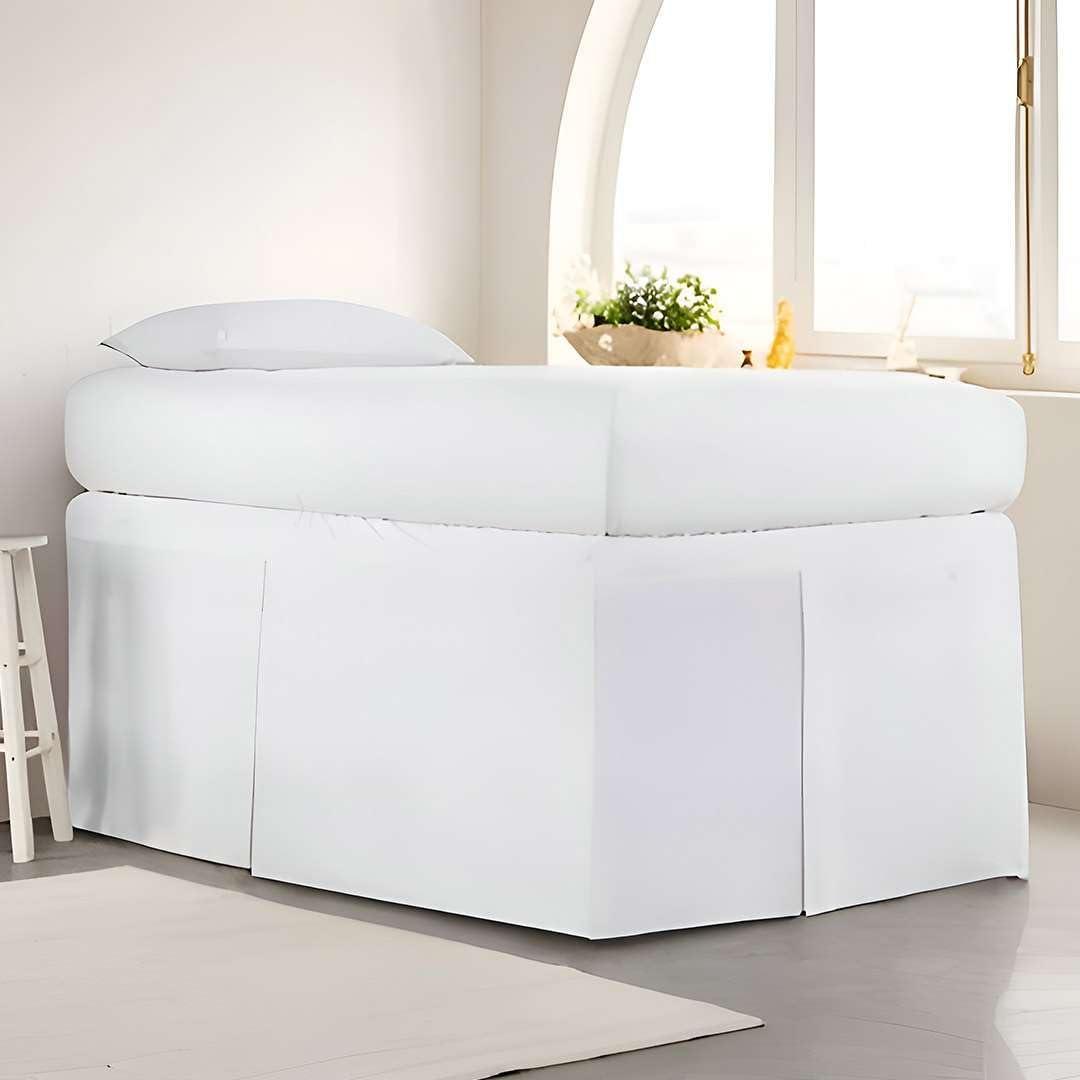 Extra Long Dorm Bed Skirt, Twin XL 32 Inch Drop, Pleated Style with Split Corners, 3 Panels, 100% Microfiber, College Room Essentials (White)