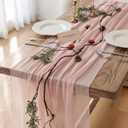 2Pcs Pink Cheesecloth Table Runner 120 Inches for Party Home Decor, 35"x120"