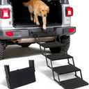 Foldable Dog Car Steps - Upgraded Non-Slip Pet Stairs for Large Dogs, Portable Metal Frame Dog Ramps for High SUV, Truck and Cars, Lightweight Pet Ladder with High Load-Bearing Capacity Up to 350Lbs