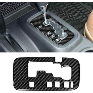 RUIANTE Compatible with Carbon Fiber Center Consoles Gear Shifter Box Gun Panel Cover Trim Auto Interior Accessories for Jeep Wrangler JK JKU 2011 2012 2013 2014 2015 2016 2017 (1pc Black)