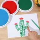 24 Pack Round Craft Ink Pad 7 Inches Rainbow Fingerprint Ink Pad Washable Painting Inks Pads Color Stamps Partner for DIY Wood Fabric, Projects, Rubber Stamps