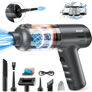 2-in-1 Car Vacuum&Air Duster,80W/16kpa/12KRPM/30 Mins,High Powerful Dust Cleaner Portable Cordless Vacuum Pro,Compressed Air Blower,Lightweight Rechargeable Handheld Mini Vacuum for Car/Home/Office