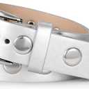 WERFORU Women Fashion Leather Belt Studded Leather Belt Ladies Belts for Jeans Dress Punk Belt (37"-41" Waist Adjustable, Silver)