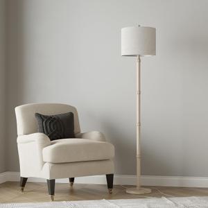 BOBOMOMO Retro Farmhouse Floor Lamp Rotary Switch, 62" Resin Vintage Floor Lamp, Rustic Tall Floor Lamps for Living Room, Corner, Bedroom, Office(Without Bulb) (Washed white)
