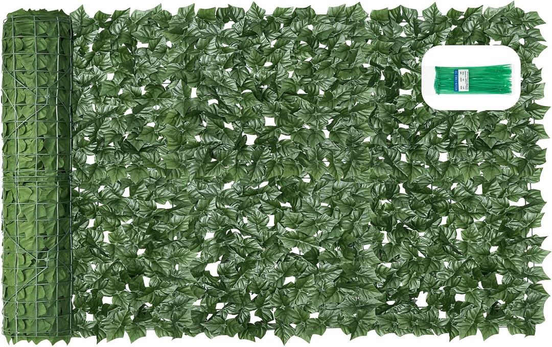 KASZOO Artificial Ivy Privacy Fence Screen, 100x40 in, 10 Pack, Green, Plastic & Polypropylene, Garden Style