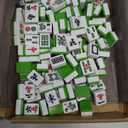 Professional Traditional Chinese Mahjong Set  - 30mm 146 Tiles Green & White Melamine with Dice,Storage Case Green