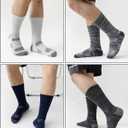 Mens Cotton Boot Crew Socks, 5 Pairs Full Cushion Socks Moisture-Wicking & Reinforced for Work Hiking Walking Outdoor (Black)