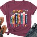 Read Book Shirt for Women-Reading Teacher Tee Tops Pink Flower and Butterfly Short Sleeve Cute Book Shirt