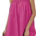OYOANGLE Women's Spaghetti Straps Sleeveless Loose Ruffle A Line Cami Short Dress with Pocket (Hot Pink, Small)
