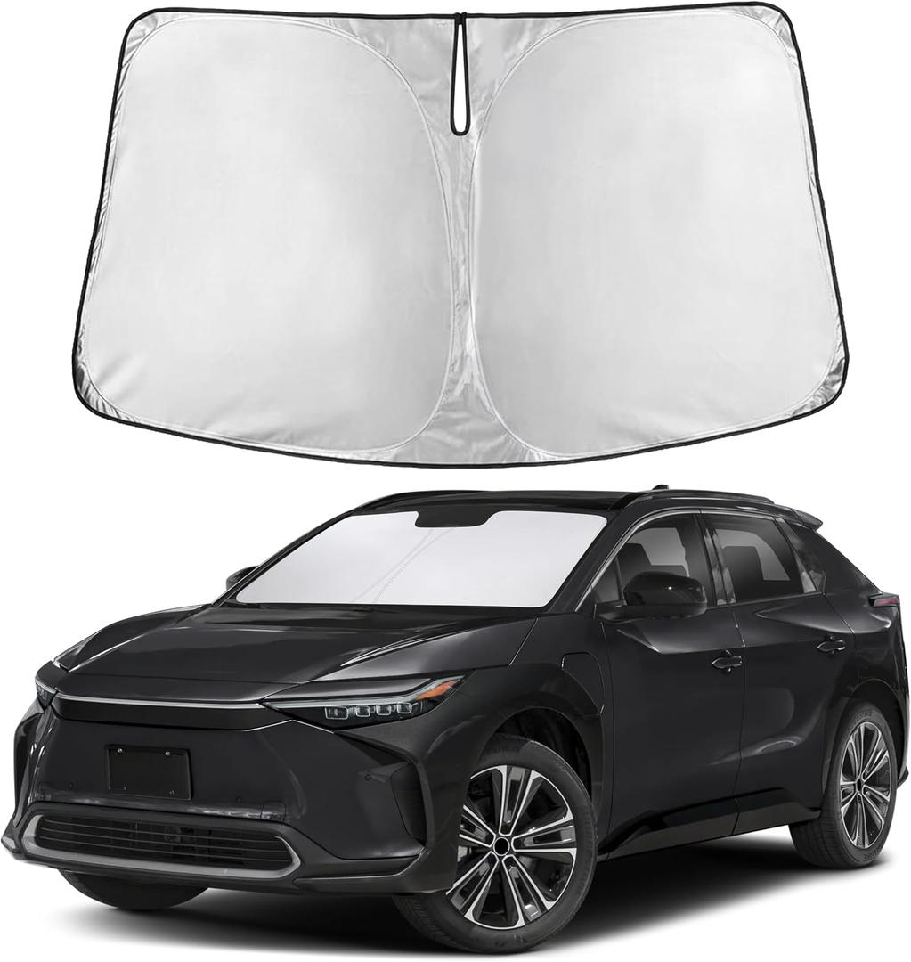 EcoNour Windshield Sunshade Compatible for Toyota bZ4X 2023 2024 2025, Sun Visor for Front Windshield & Window Sun Shade Cover, UV Heat Blocker & Protector, Car Accessories