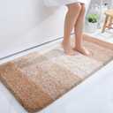 OLANLY Bathroom Rugs Mat 47x24, Extra Soft Absorbent Microfiber Bath Rugs, Rubber Backing, Quick Dry, Machine Washable Bath Mats for Bathroom Floor, Tub and Shower, Home Decor Accessories, Peach