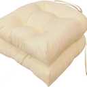 Outdoor Chair Cushions Set of 2, 19"x19" Tufted Outdoor Seat Cushions, Waterproof Patio Furniture Cushions,Beige
