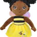 Black Baby Doll,Blacks Dolls African American Stuffed Toy,12 Rag Dolls for Girls Soft Gifts,Brown Doll Fairy Baby Toy plush toys for Christmas Birthday Party(SMALL-BLACK BEE)