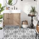 MORCART Peel and Stick Floor Tile - 20 PCS, 11.8" x 11.8" Vinyl Flooring - Waterproof Self-Adhesive Floor Tile for Bathroom, Kitchen, Living Room, Bedroom - White & Gray Retro Floral Look