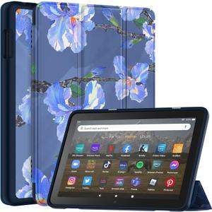 Lainergie Case for 8in Tablet with Auto Wake/Sleep, Flower