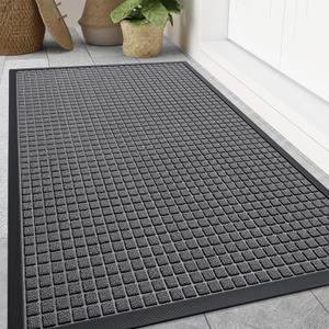 Smiry Front Door Mat Outside Entrance, Heavy Duty Natural Rubber Doormat, Non Slip, Trap Dirt and Moisture, Easy Clean, Low Profile Welcome Floor Mats for Indoor Outdoor Entry, 70x46.5 Inch, Grey