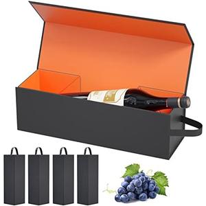 Wine Gift Boxes 12.8x3.8x3.8 in,Bottle Gift Boxes For Liquor Presents,For Wine and Champagne,Magnetic Collapsible Gift Box Wine Bottle Gift Packaging for Weddings,Anniversaries, Parties (Gold/5PCS)