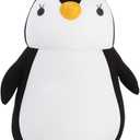 2in1 Travel Pillow Zip and Flip U Shaped Neck Pillow, Cute Penguin Neck Support Pillow, Kids Soft Stuff Travel Pillow, Cartoon Animal Neck Support Pillow Gift for Camping Hiking Car Airplane(Black)