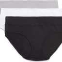 Warner's Women's Blissful Benefits Dig-Free Comfort Waist Moisture-Wicking Microfiber Brief Ru4963w (S, Black/White/Platinum)