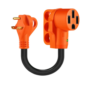 30 Amp to 50 Amp RV Adapter Cord,NEMA TT-30P to NEMA 14-50R Electrical Power Adapter with LED Power Indicator,10 Gauge RV Dogbone Adapter Cord 12 Inch with Grip,ETL Listed