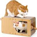 EHEYCIGA Cardboard Cat Scratcher House, 20-Inch Corrugated Cat Scratcher for Indoor Cats, Large Scratching Board Pad, Brown