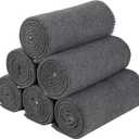 CAI TENG Fleece Blankets Bulk 6 Pack Throw Blanket 50 X 60 inch Lightweight Warm Soft Cozy Pet-Friendly Kids Blanket Solid for Sofa Bed Wedding Yard Dark Grey Melange